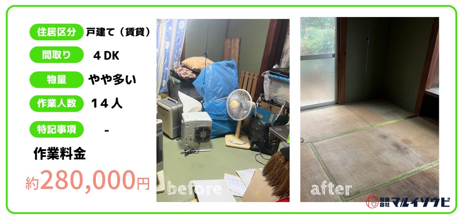 日立市水木町の遺品整理。金額詳細。